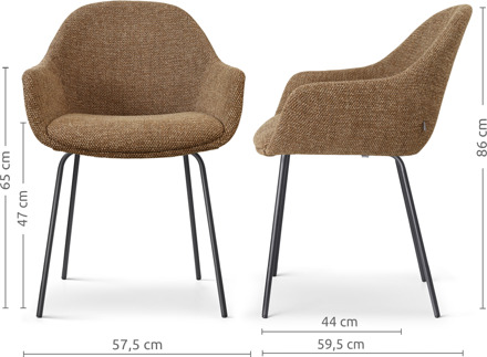 Nora-Mae eetkamerstoel bruin blend - zwart onderstel