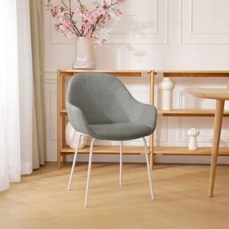 Nora-Mae eetkamerstoel saliegroen - wit onderstel