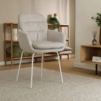 Nora-Mia eetkamerstoel beige - wit onderstel - set van 2