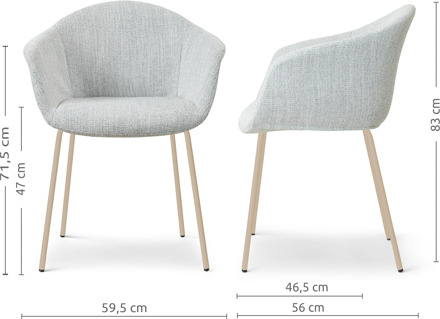 Nora-Otis eetkamerstoel grijs melange - beige onderstel