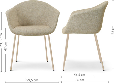 Nora-Otis eetkamerstoel taupe melange - beige onderstel