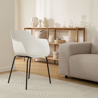 Nora-Puk eetkamerstoel wit - zwart onderstel - set van 2