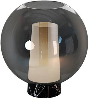 Nora tafellamp, zwart-chroom, hoogte 26 cm, glas, metaal zwart, chroom