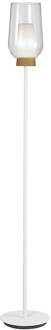 Nora vloerlamp, wit-transparant, metaal, glas wit, transparant, licht hout