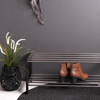 Norah houten schoenenrek zwart - 78 x 34 cm