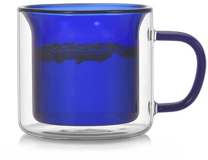 Norbi Glazen Beker Water Sap Thee Cup Dubbel Glas Kleurrijke Handvat Vintage Koffie Mok Fles Hoge Borosilicate Cup Blauw