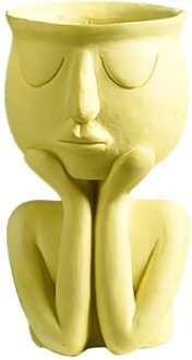 Nordic Abstracte Menselijk Gezicht Sculptuur Hars Bloempot Desktop Plant Container Vaas Creatieve Kamer Decoratieve Figue Hoofd Vorm