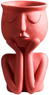 Nordic Abstracte Menselijk Gezicht Sculptuur Hars Bloempot Desktop Plant Container Vaas Creatieve Kamer Decoratieve Figue Hoofd Vorm