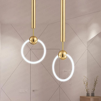 Nordic Art Creative LED Loft Dining Room Pendant Lamp Gold Ring Cafe Restaurant Decoration Lamp