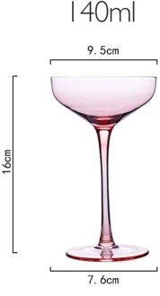 Nordic Asakuchi Stijl Loodvrij Kristal Wijn Glas Roze Goud Folie Zoete Champagne Bril Cocktail Goblet Festival Drinkbeker roze 140ml