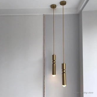 Nordic Bar Counter Small Droplight Creative Simple Modern Brass Minimalist Style Pendant Lights Restaurant Bedroom Bedside Lamps