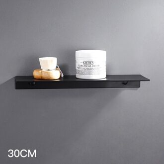 Nordic Black badkamer plank muurbevestiging ruimte aluminium zwart badkamer plank vierkante douche plank hoek opslag Nailless lijm 30cm-Nailless glue-B