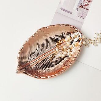 Nordic Bladgoud Decoratieve Lade Keramische Serveerschaal Snoep Schotel Sieraden Fruit Organisator Keuken Servies Tafel Decoratie roos goud