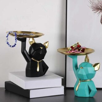 Nordic Bulldog Lade Sleutel Snacks Opbergdoos Hars Ornamenten Desktop Diversen Tray Thuis Sculptuur Decor Ambachten