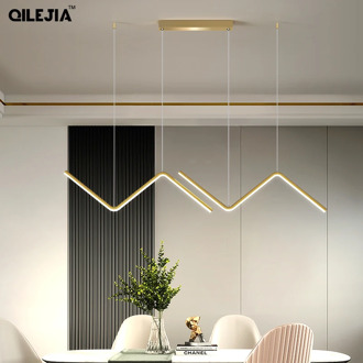 Nordic chandelier gold/black modern minimalist LED strip bar creative personality art light luxury desk minimalist pendant light