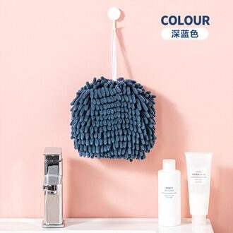 Nordic Chenille-Vegen Bal Absorberende Handdoek Verdikte Badkamer Opknoping Handdoek Keuken Sneldrogende Handdoek Handdoek donker blauw