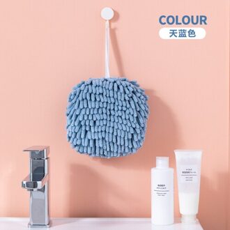 Nordic Chenille-Vegen Bal Absorberende Handdoek Verdikte Badkamer Opknoping Handdoek Keuken Sneldrogende Handdoek Handdoek lucht blauw
