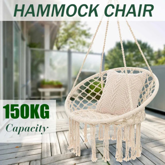 Nordic Cotton Rope Hammock Chair Handmade Knitted Indoor Outdoor Kids Swing Bed Adult Swinging Hanging Chair Hammock