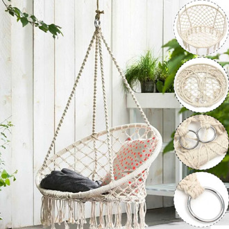 Nordic Cotton Rope Hammock Chair Handmade Knitted Indoor Outdoor Kids Swing Bed Adult Swinging Hanging Chair Hammock