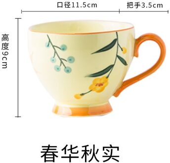 Nordic Creatieve Keramische Mok Thuis Afternoon Tea Bloem Thee Cup Handgeschilderde Grote Capaciteit Ontbijt Kopje Koffie Cup Fruitful
