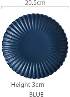 Nordic Creatieve Keramische Ronde Chrysant Diner Plaat Fruitsalade Taart Plaat Steak Westerse Keuken Servies 8 Inch 10 Inch blauw 8 inches