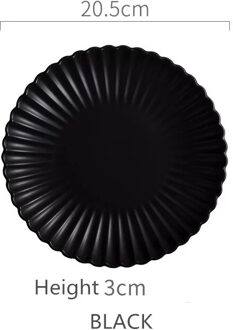 Nordic Creatieve Keramische Ronde Chrysant Diner Plaat Fruitsalade Taart Plaat Steak Westerse Keuken Servies 8 Inch 10 Inch zwart 8 inches