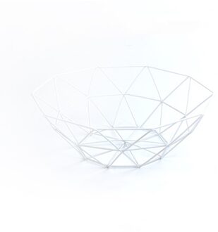 Nordic Creatieve Minimalistische Fruitmand Woonkamer Fruit Afvoer Mand Thuis Iron Fruitschaal Opslag Mand Organizer YZ57-wit geometry