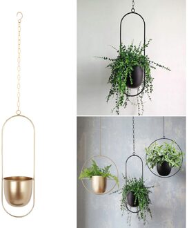 Nordic Creatieve Opknoping Planter Mand Bloempot Plant Houder Voor Kleine Succulent Decoratie Balkon Slaapkamer gouden ovaal