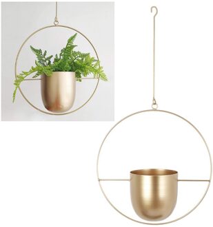 Nordic Creatieve Opknoping Planter Mand Bloempot Plant Houder Voor Kleine Succulent Decoratie Balkon Slaapkamer gouden ronde