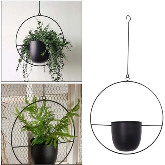 Nordic Creatieve Opknoping Planter Mand Bloempot Plant Houder Voor Kleine Succulent Decoratie Balkon Slaapkamer zwart ronde