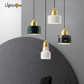 Nordic creative bedroom bedside copper pendant light luxury single head marble restaurant bar fixture pendant lamp