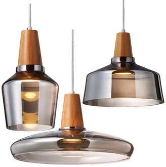 Nordic Creative Bedroom Restaurant Cafe Window Glass Solid Wood Chandelier Lamps