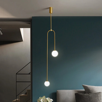 Nordic creative modern designer dining room bedroom bedside pendant lights gold single hanging lamp geometric line light fixture