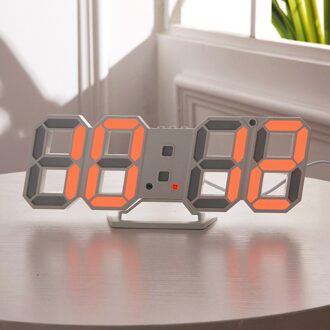 Nordic Digitale Wekkers Muur Opknoping Horloge Snooze Functie Tafel Klok Kalender Thermometer Display Kantoor Elektronische Horloge Oranje