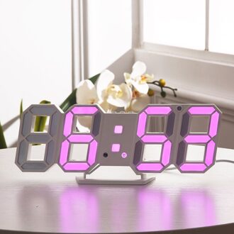 Nordic Digitale Wekkers Muur Opknoping Horloge Snooze Functie Tafel Klok Kalender Thermometer Display Kantoor Elektronische Horloge Roze