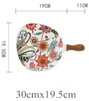 Nordic Diner Borden Keramische Schotel Steak Salade Lade Met Houten Handvat Kerst Steak Platen Home Decor Ovale Gerechten medium