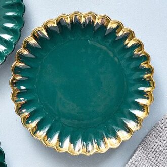 Nordic Diner Platen Retro Ronde Chrysant Vorm Groene Phnom Penh Vergulde Keramische Plaat Servies 6 Inch 8 Inch Phnom Penh / 8 duim