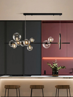 Nordic Dining room Lights glass ball LED strip chandelier Restaurant Modern Living room Lighting novelty cafe deco Hanging lamp