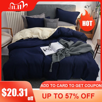 Nordic Double Color Bedding Set Single Queen King Duver Cover Set 240x220 Bed Sheet Bed Linen Pillowcase Gray Pink Quilt Covers