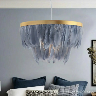 Nordic Feather Light Ins Style Post-modern Warm Feather Chandelier Creative Wedding Room Bedroom Living Room Lights Hanging