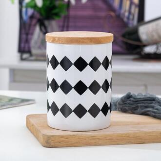 Nordic Geometrie Keramische Opslag Pot Met Houten Deksel Keuken Thuis Organisator Opslag Kan Potten Voor Opslag Kruiden Bulk Container