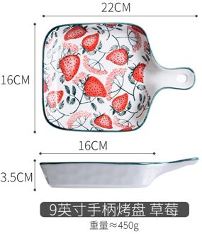 Nordic Geroosterde Fruit Thuis Met Servies Keramische Roosteren Oven Handvat Slakom Plaat Handgeschilderde Bakken aardbei
