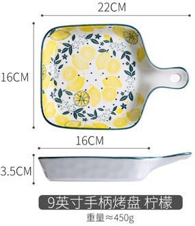 Nordic Geroosterde Fruit Thuis Met Servies Keramische Roosteren Oven Handvat Slakom Plaat Handgeschilderde Bakken citroen