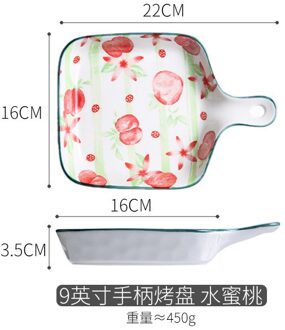 Nordic Geroosterde Fruit Thuis Met Servies Keramische Roosteren Oven Handvat Slakom Plaat Handgeschilderde Bakken perzik