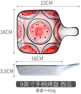 Nordic Geroosterde Fruit Thuis Met Servies Keramische Roosteren Oven Handvat Slakom Plaat Handgeschilderde Bakken watermeloen