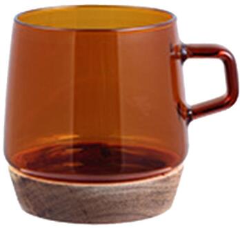 Nordic Glas Cup Ontmoette Acacia Hout Delicate Bodem Hittebestendig Duurzaam Hoge Borosilicate Wijn Bril Gekleurde Melk Koffie Cup amber