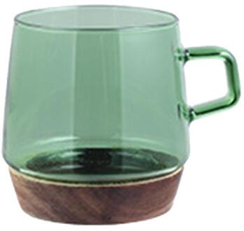 Nordic Glas Cup Ontmoette Acacia Hout Delicate Bodem Hittebestendig Duurzaam Hoge Borosilicate Wijn Bril Gekleurde Melk Koffie Cup groen