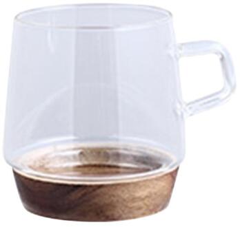 Nordic Glas Cup Ontmoette Acacia Hout Delicate Bodem Hittebestendig Duurzaam Hoge Borosilicate Wijn Bril Gekleurde Melk Koffie Cup wit