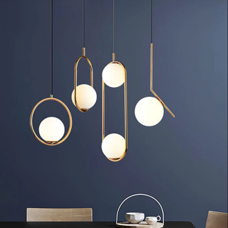 Nordic Glass Ball Pendant Lights Lighting Industriel Hanging Lamp Lustre luxury glod art Kitchen hotel hoop decor Pendant Lamp