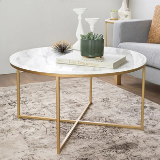 Nordic gold round coffee table living room modern creative marble texture large table home furniture
